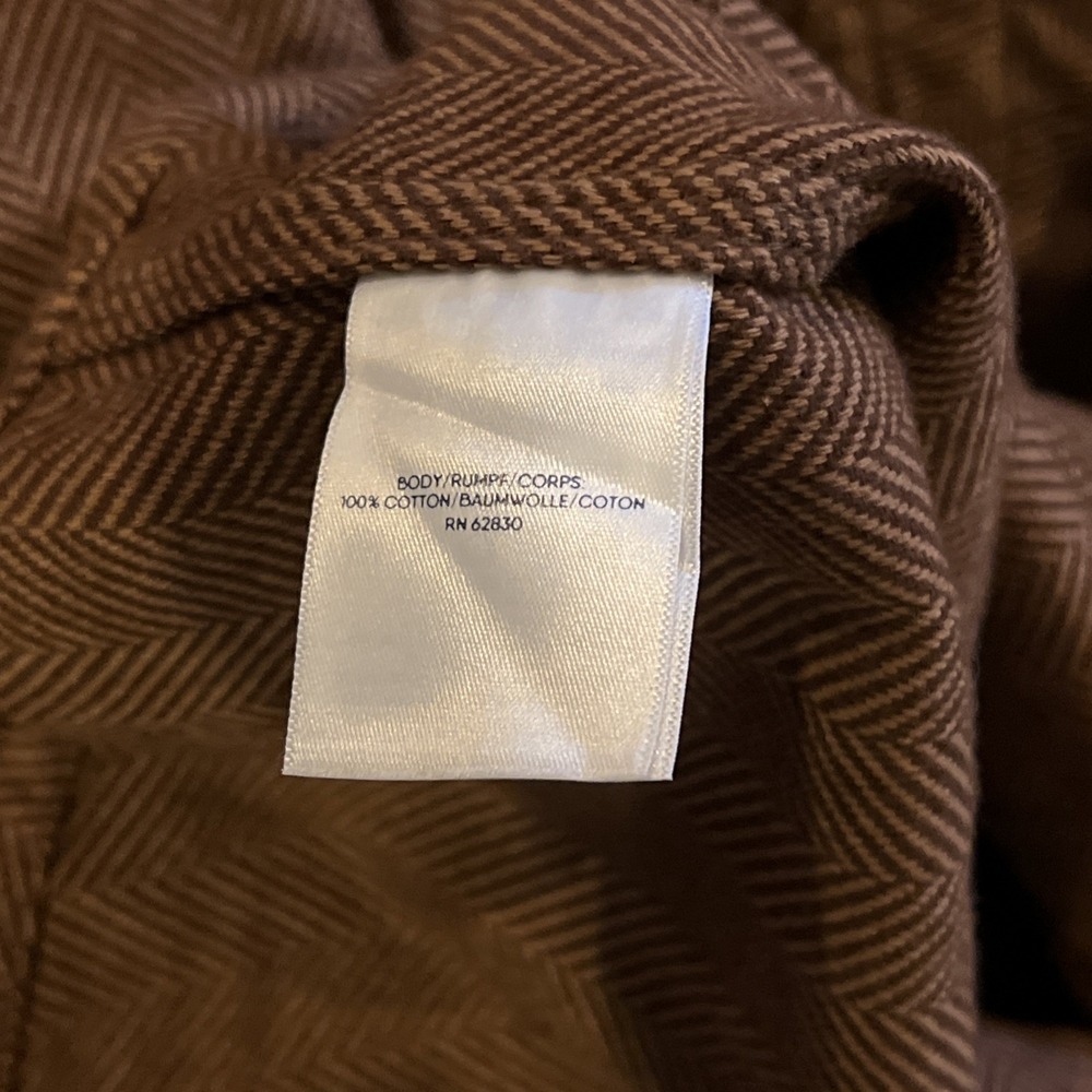 Land's End Thick Brown Herringbone Flannel Shirt Mens Size XXL - Picture 7 of 8